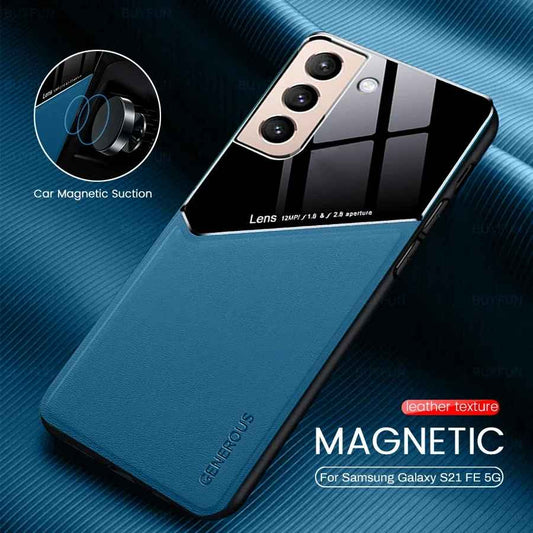 Luxury Leather Frame Protective Case – Shockproof Slim Cover for Samsung A Series