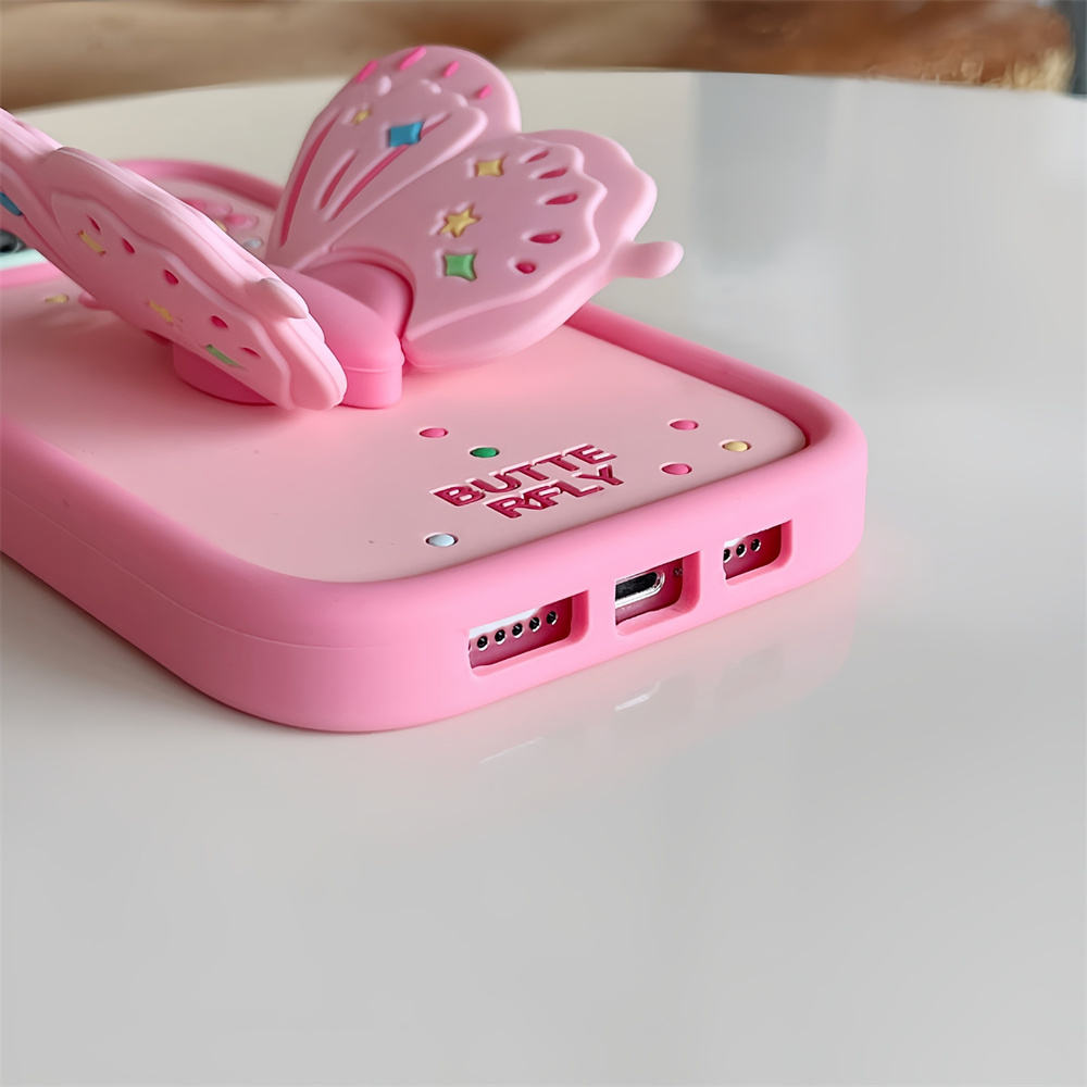 Kawaii 3D Butterfly Cartoon Soft Silicone Case for iPhone – Cute Durable Cover