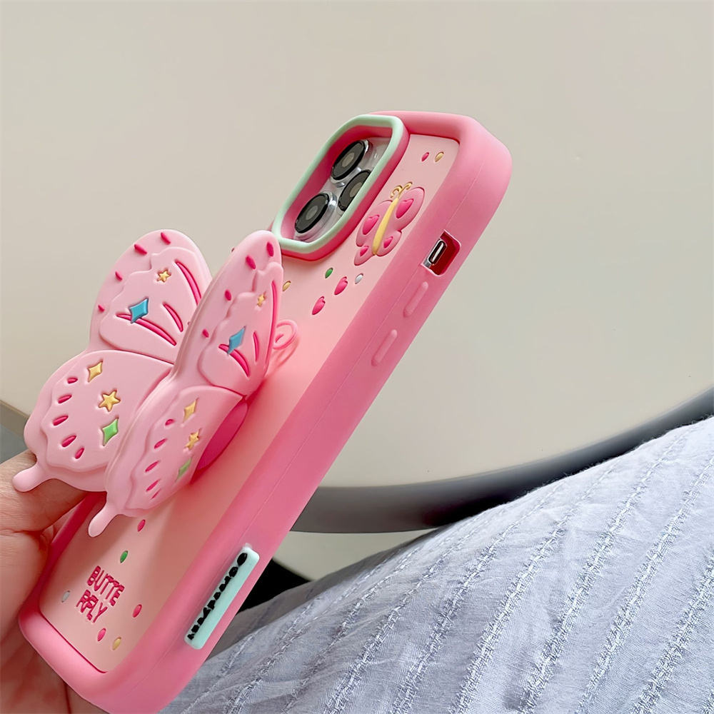 Kawaii 3D Butterfly Cartoon Soft Silicone Case for iPhone – Cute Durable Cover