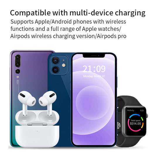 3-in-1 Foldable Wireless Charger – LED Fast Charging Dock for Mobile, iWatch & AirPods