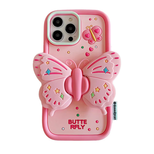 Kawaii 3D Butterfly Cartoon Soft Silicone Case for iPhone – Cute Durable Cover