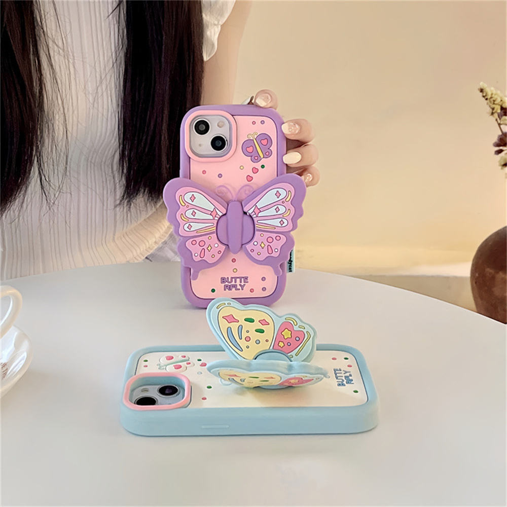 Kawaii 3D Butterfly Cartoon Soft Silicone Case for iPhone – Cute Durable Cover