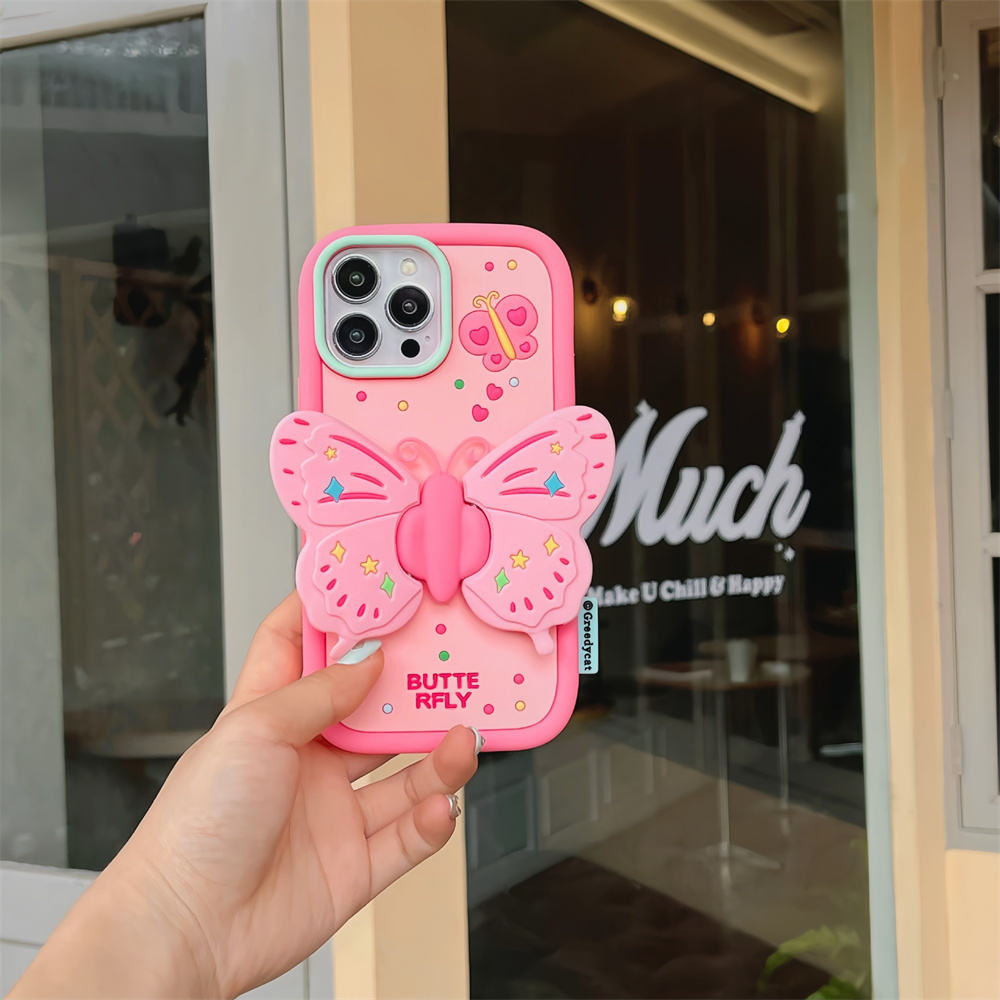Kawaii 3D Butterfly Cartoon Soft Silicone Case for iPhone – Cute Durable Cover
