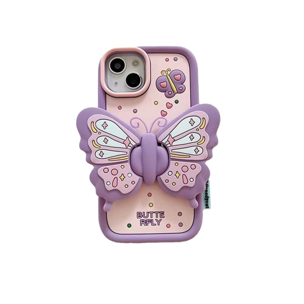 Kawaii 3D Butterfly Cartoon Soft Silicone Case for iPhone – Cute Durable Cover
