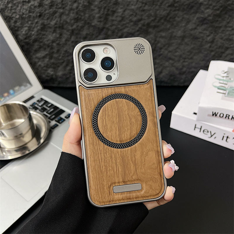 Luxury Aromatherapy Wood Grain Case – Magnetic Suction Borderless Design for iPhone 13/17 Pro Max