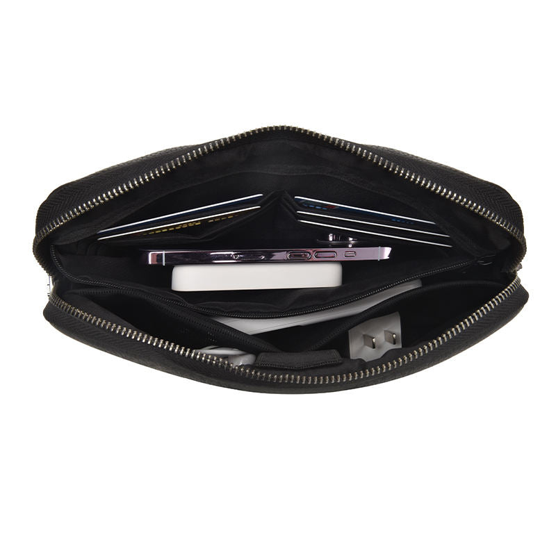 WiWU Men's Business Handbag with Fingerprint Lock – Waterproof PU Leather Anti-Theft Clutch Bag