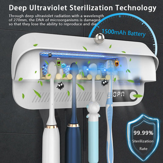 Electric Toothbrush Sanitizer with UV Sterilization & 4-Slot Holder