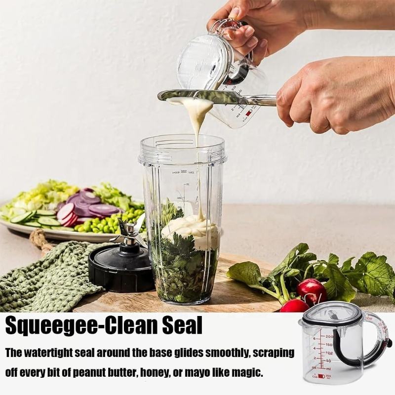Multi-Functional 4-in-1 Measuring Cup – Adjustable Push Style with Space-Saving Base & Scraper