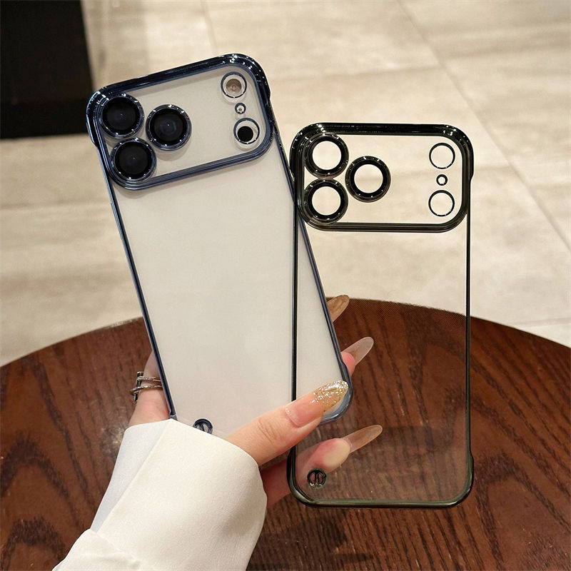 Factory Super Slim Crystal Clear Electroplating Frameless PC Phone Case for iPhone