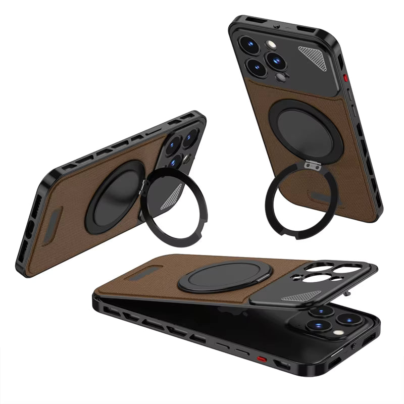Magnetic Metal Bumper 360° Rotating Stand Case for iPhone – Shockproof Elastic Snap Protective Cover