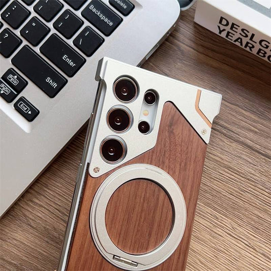 Luxury Magnetic Aluminum Wood Case for Samsung Galaxy S25/S24/S23/S22 Ultra