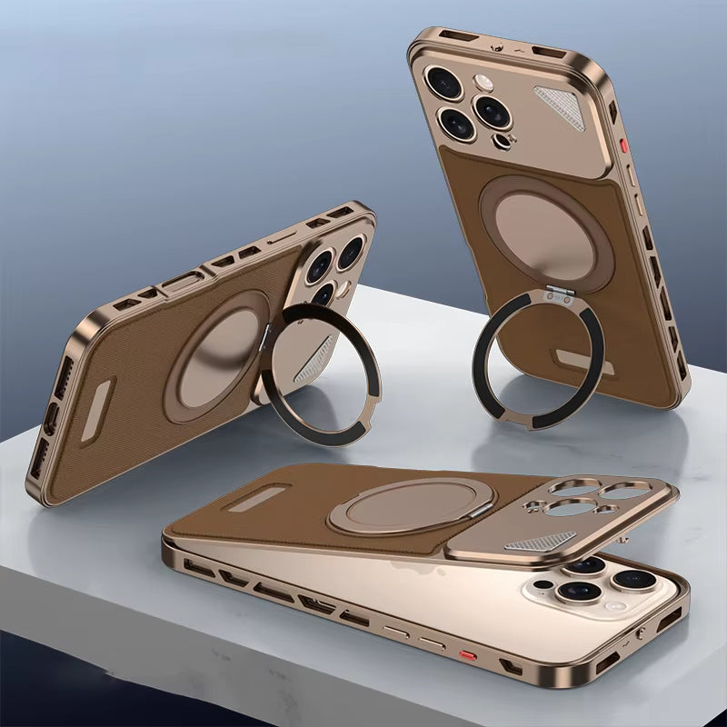 Magnetic Metal Bumper 360° Rotating Stand Case for iPhone – Shockproof Elastic Snap Protective Cover