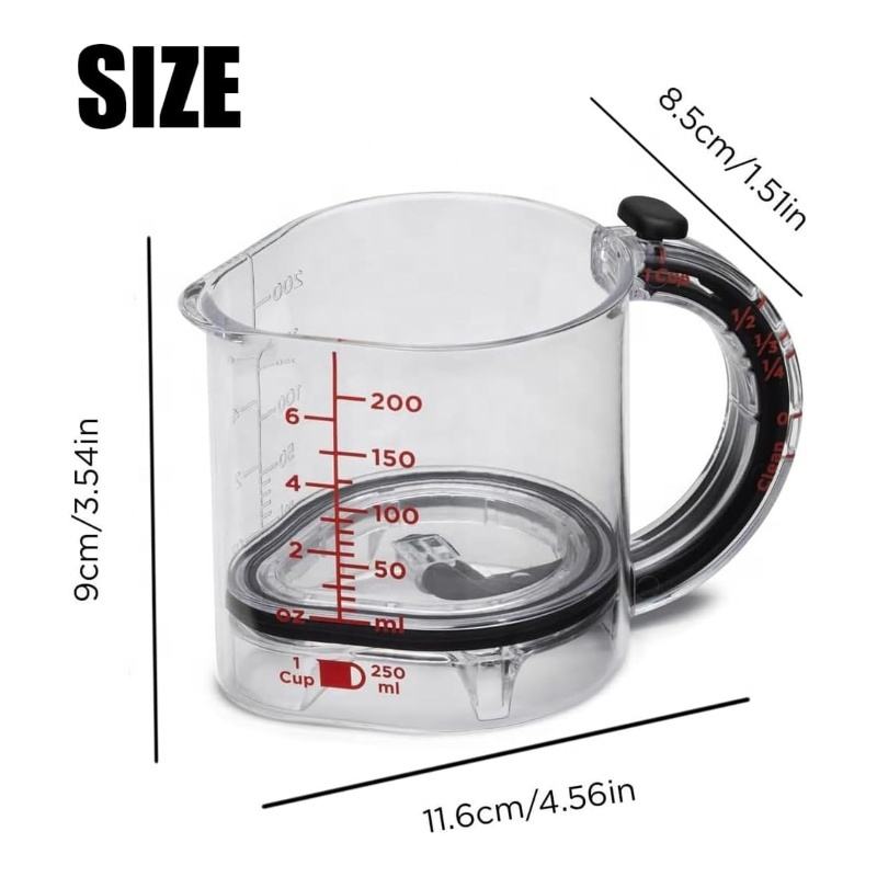 Multi-Functional 4-in-1 Measuring Cup – Adjustable Push Style with Space-Saving Base & Scraper