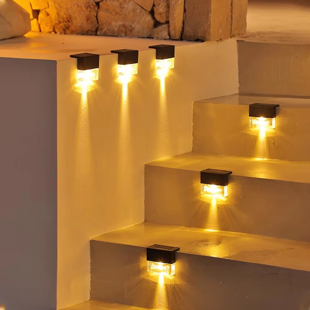 Raybwin IP65 LED Solar Deck Lights, Small Warm White Outdoor Lighting for Garden, Patio & Stairs