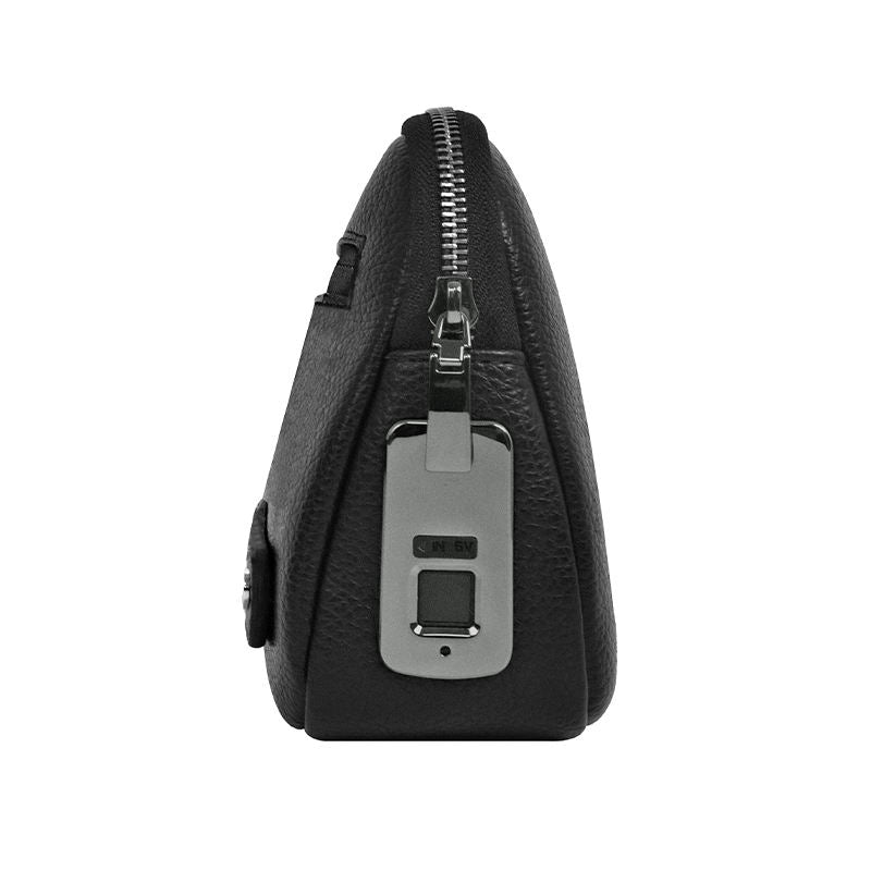 WiWU Men's Business Handbag with Fingerprint Lock – Waterproof PU Leather Anti-Theft Clutch Bag