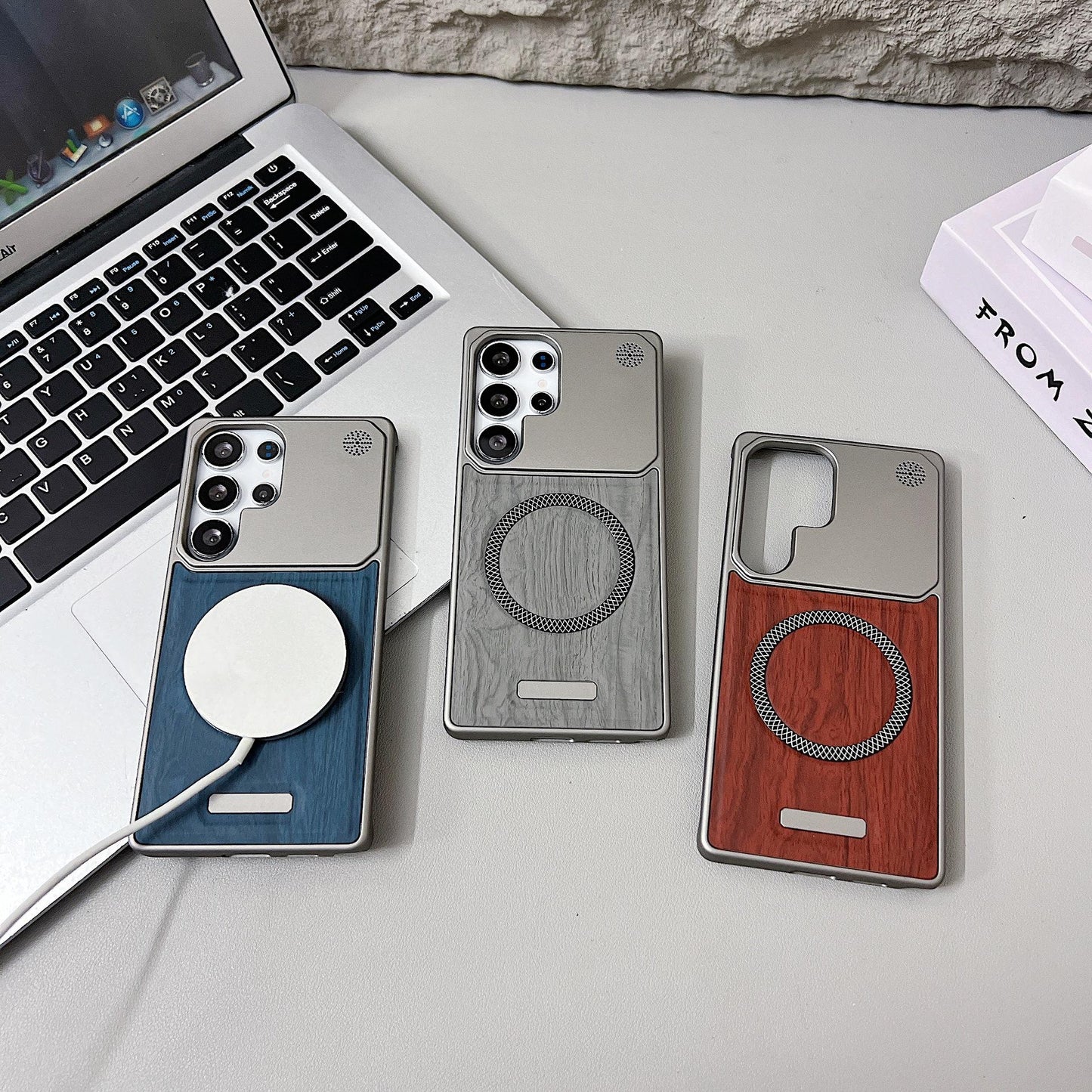 Hot Selling Wood Pattern Magnetic Shockproof Hard Case for Samsung Galaxy S22 /S23/S24/S25 Ultra
