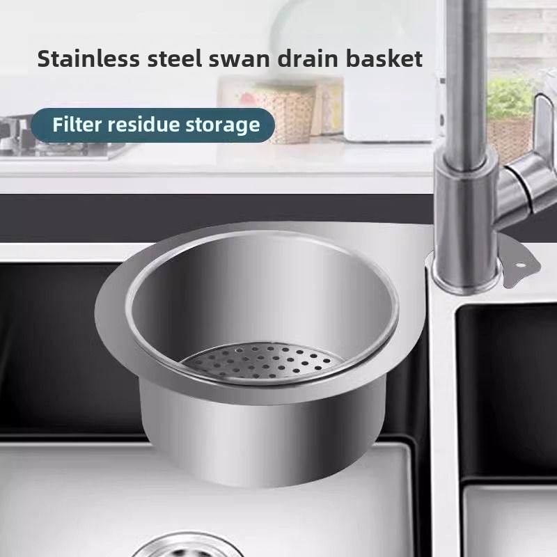 Stainless Steel Swan Drain Basket for Kitchen Sink – Fruit & Vegetable Washing Rack