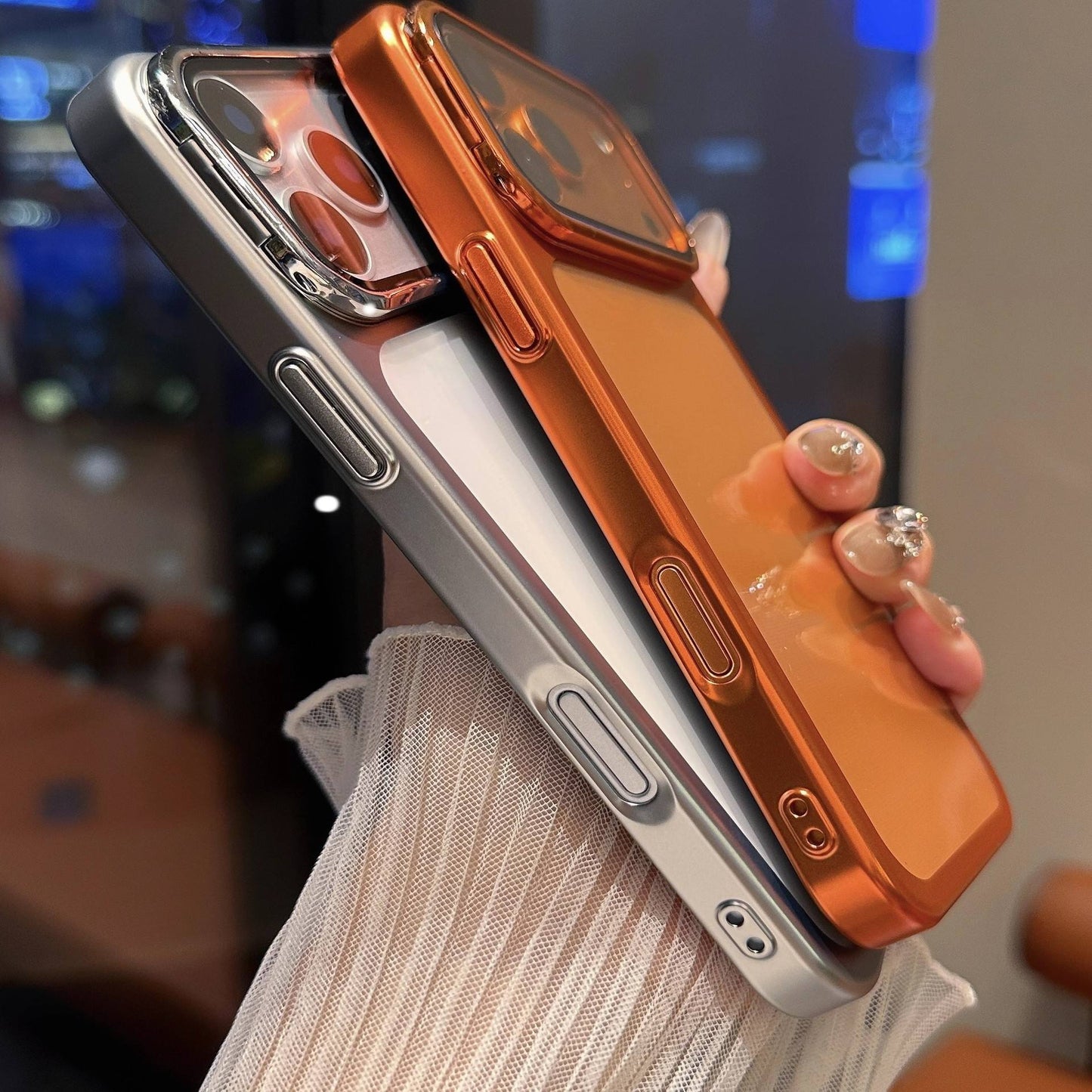 Folding Kickstand Electroplating Phone Case with Camera Frame Glass Protector for iPhone