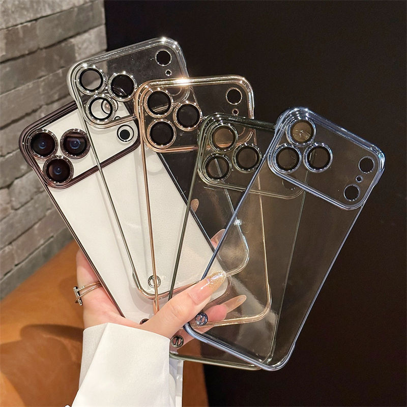Factory Super Slim Crystal Clear Electroplating Frameless PC Phone Case for iPhone
