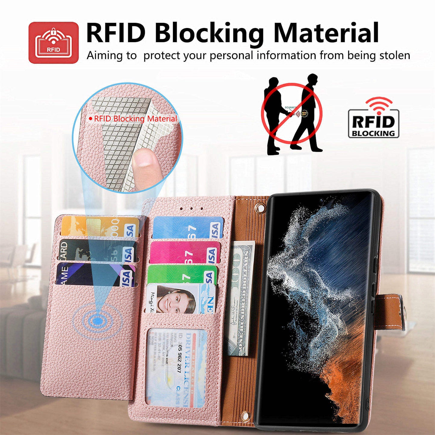 Luxury Heart Design Flip Leather Wallet Case for Girls – Card Holder & Book Style Cover for Mobile Phone