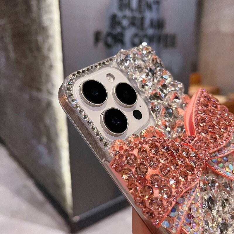 Luxury Full Inlay Diamond Shining 3D Bow Pattern Phone Case