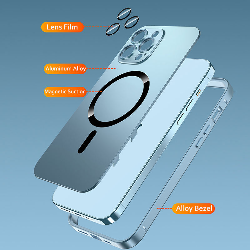 Desert Titanium iPhone 16 &13 Pro Max Case – Metal Shockproof Cover with Magnetic Charging