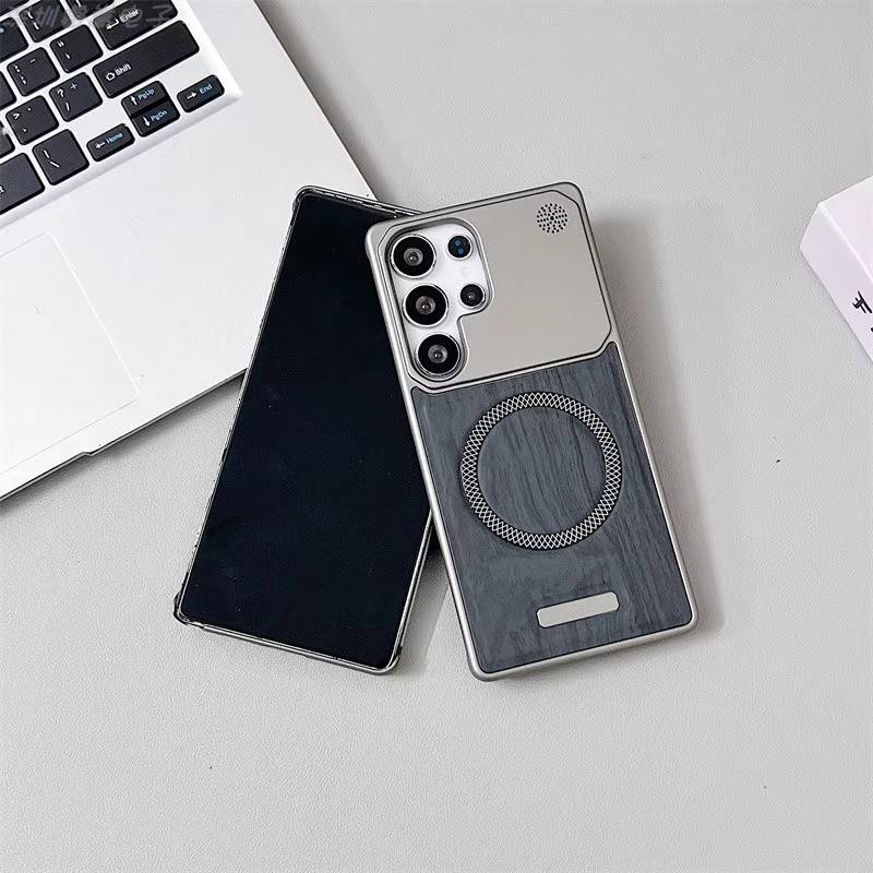 Hot Selling Wood Pattern Magnetic Shockproof Hard Case for Samsung Galaxy S22 /S23/S24/S25 Ultra