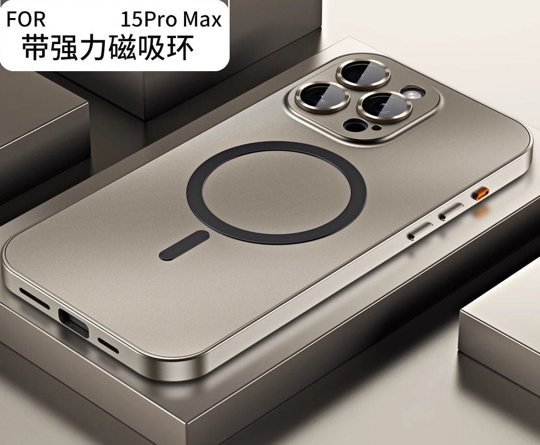 Desert Titanium iPhone 16 &13 Pro Max Case – Metal Shockproof Cover with Magnetic Charging