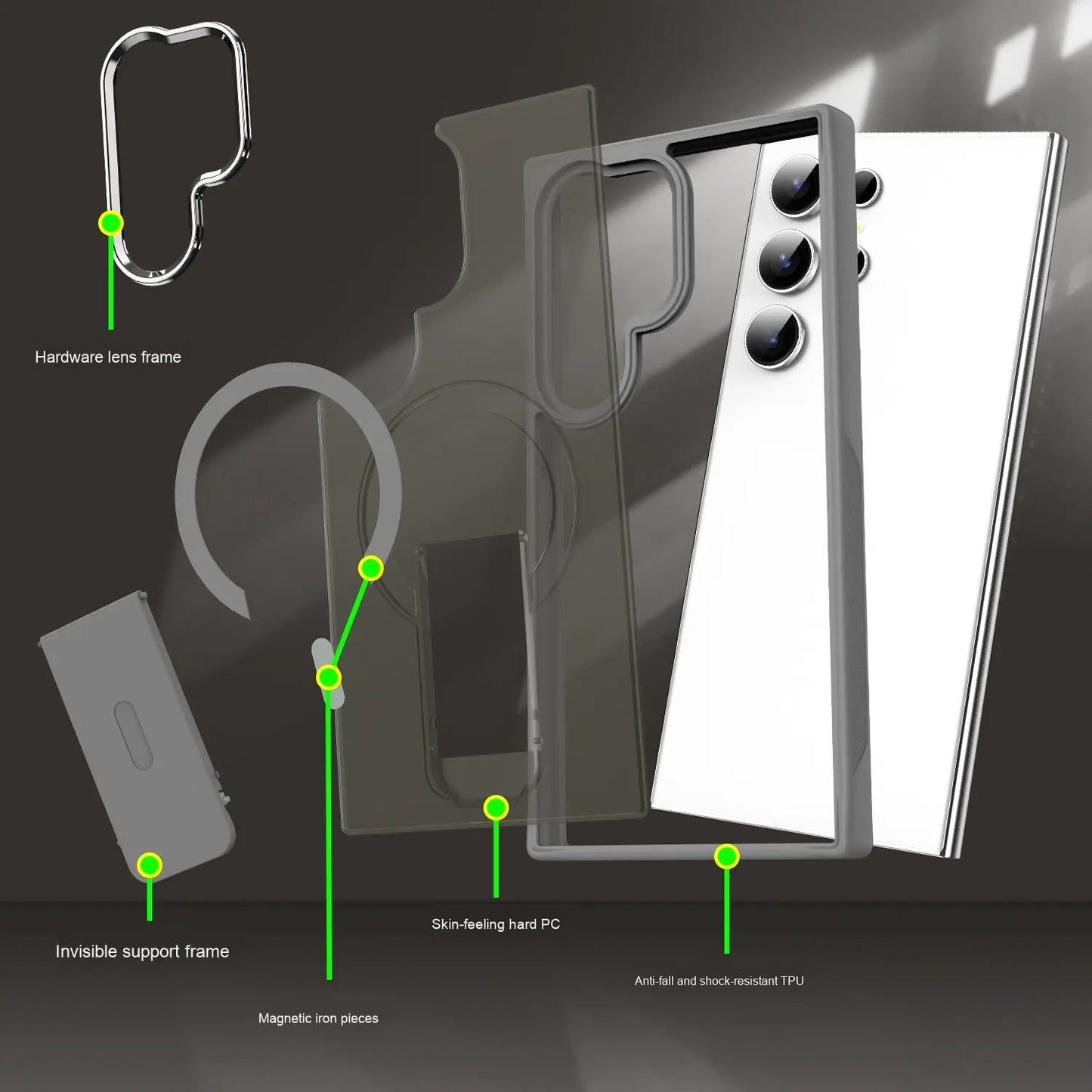 Magnetic Shockproof Matte Skin-Feel Case with Kickstand for Samsung S25 / S24 / S23/s22Ultra
