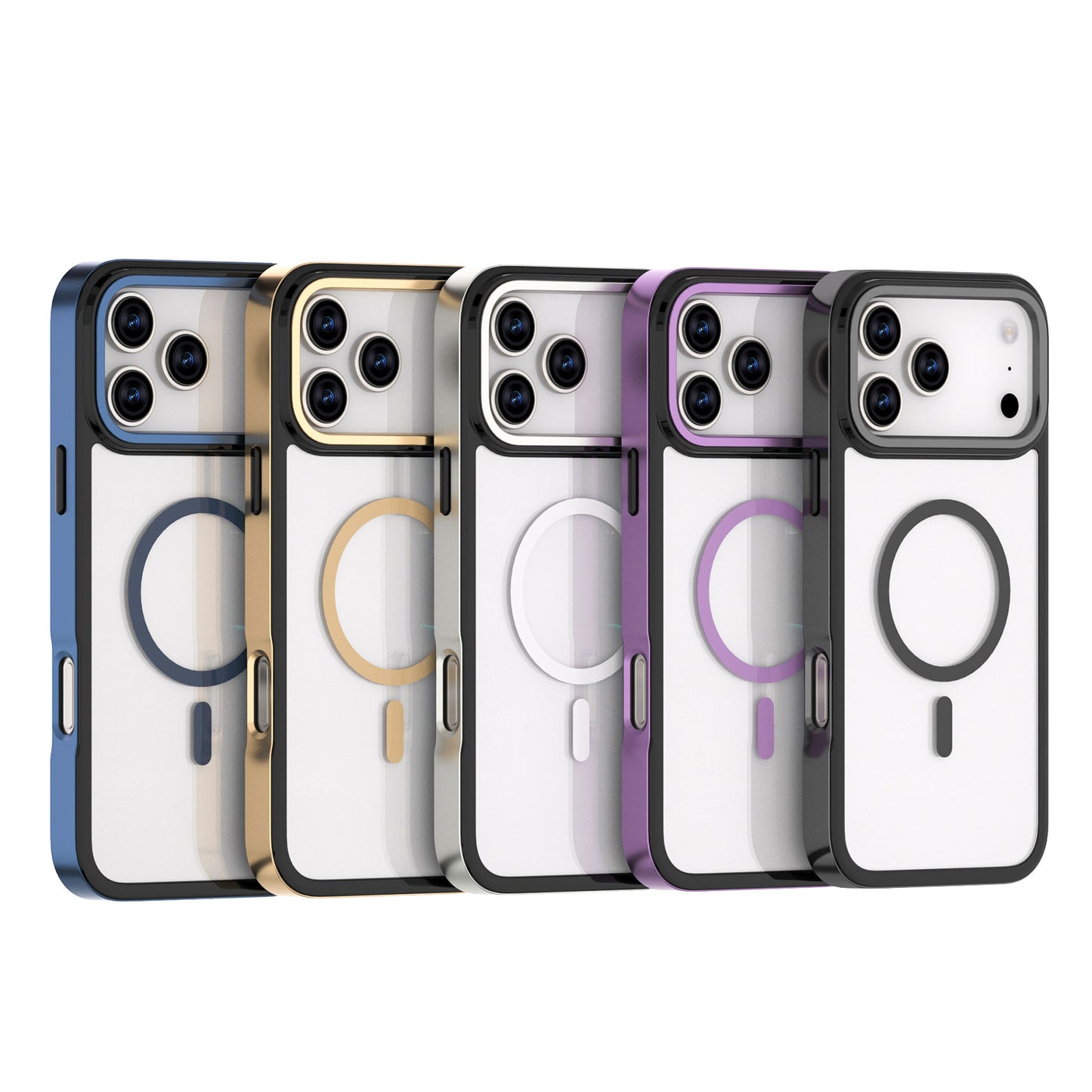 Luxury Magnetic Titanium Metal Electroplated Shockproof Acrylic Phone Case for iPhone 13–17 Pro Max