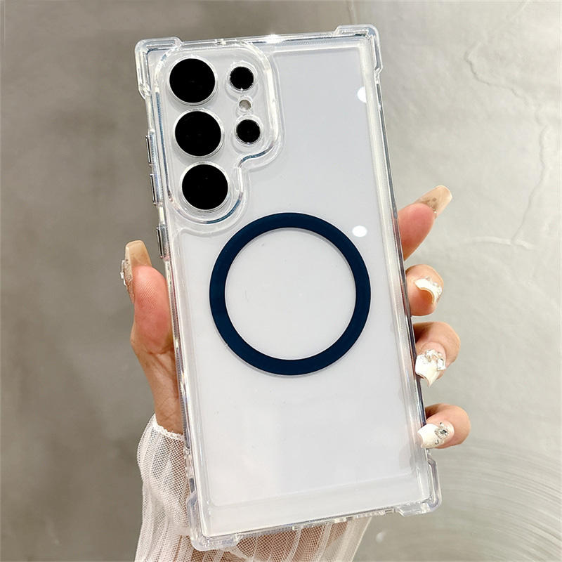 Original Clear Magnetic TPU Case for Samsung – Shockproof Transparent Wireless Charging Cover