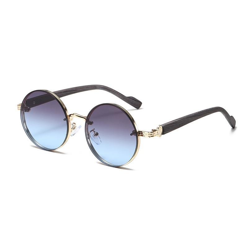 Children’s Retro Round Sunglasses – UV400 Punk Style with Wood Grain Frame, European & American Design