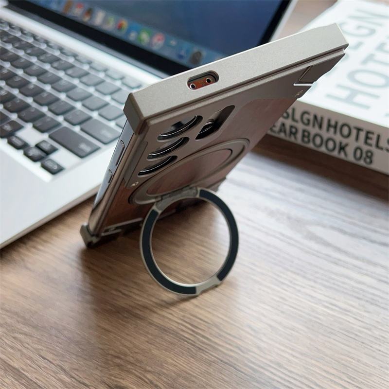 Luxury Magnetic Aluminum Wood Case for Samsung Galaxy S25/S24/S23/S22 Ultra