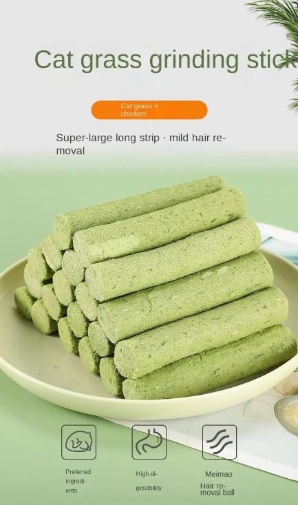 Natural Hairball Control Cat Treat – Cat Grass Stick with Gentle Formula