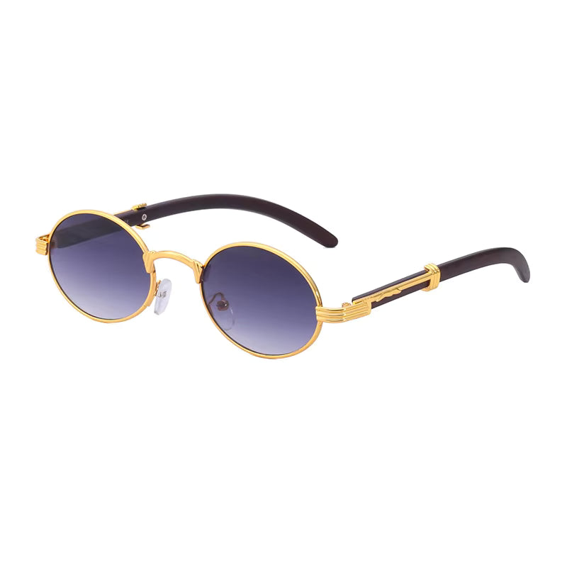 Retro Oval UV400 Sunglasses for Men & Women - Small Frame, Gold