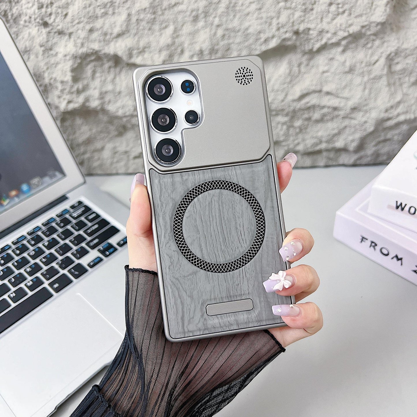 Hot Selling Wood Pattern Magnetic Shockproof Hard Case for Samsung Galaxy S22 /S23/S24/S25 Ultra