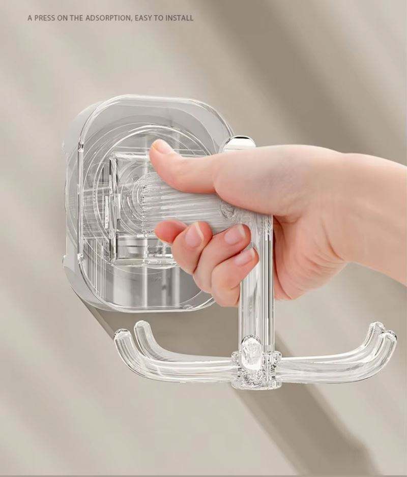 Non-Perforated Kitchen Storage Hook – 360° Rotating Suction Cup Wall Hanger for Utensils & Tools