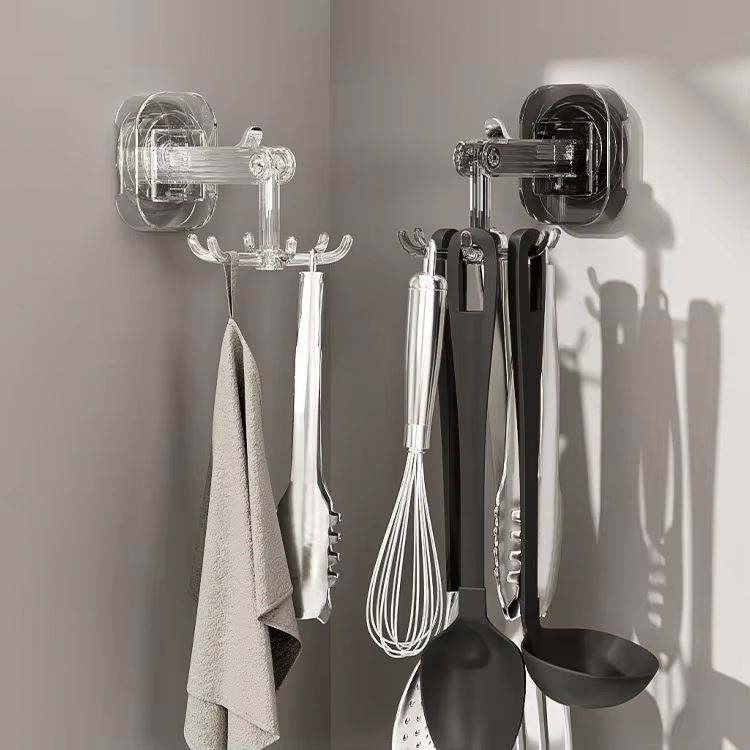 Non-Perforated Kitchen Storage Hook – 360° Rotating Suction Cup Wall Hanger for Utensils & Tools