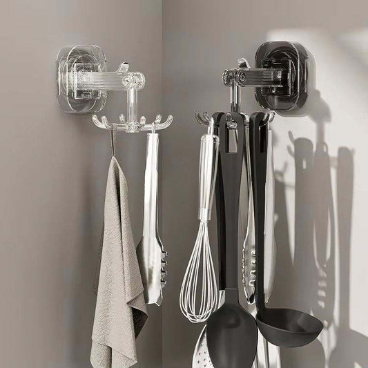 Non-Perforated Kitchen Storage Hook – 360° Rotating Suction Cup Wall Hanger for Utensils & Tools