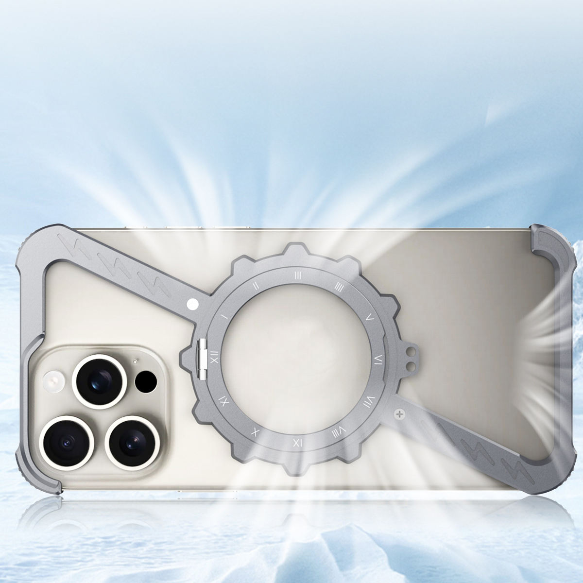 Z-Type Magnetic Aluminum Alloy Kickstand Case for iPhone – Wireless Charging Metal Phone Cover