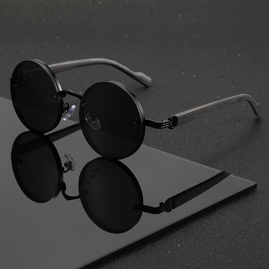 Children’s Retro Round Sunglasses – UV400 Punk Style with Wood Grain Frame, European & American Design