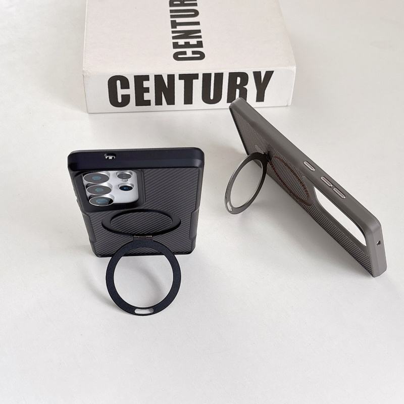 Magnetic Carbon Fiber Samsung Case – Shockproof Hard Cover with Hidden Stand