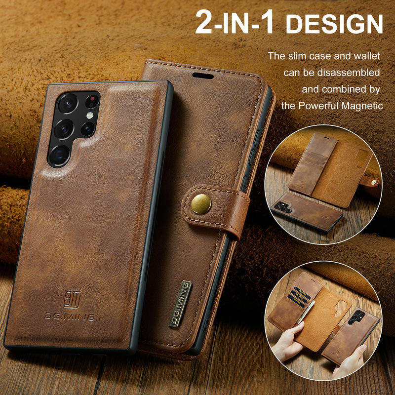 European & American Flip Wallet Case for Samsung – Split Card Holder Leather Cover