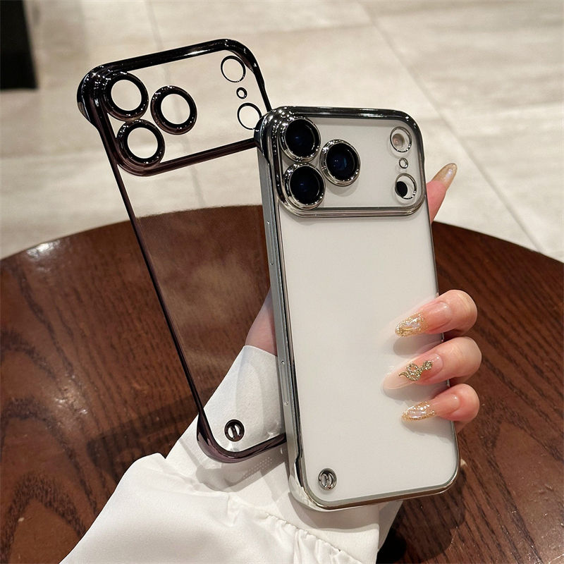 Factory Super Slim Crystal Clear Electroplating Frameless PC Phone Case for iPhone