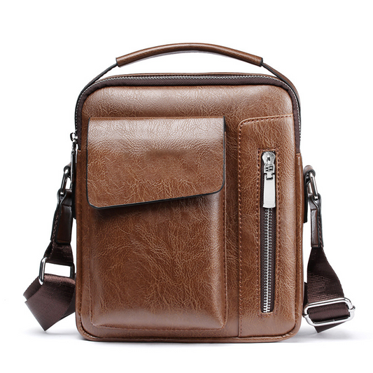 Business PU Leather Messenger Bag – Large Capacity Waterproof Crossbody Shoulder Bag for Men