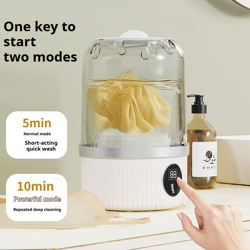 Compact Foldable Electric Washing Machine Portable Mini Washer for Underwear, Socks & Dorm Use