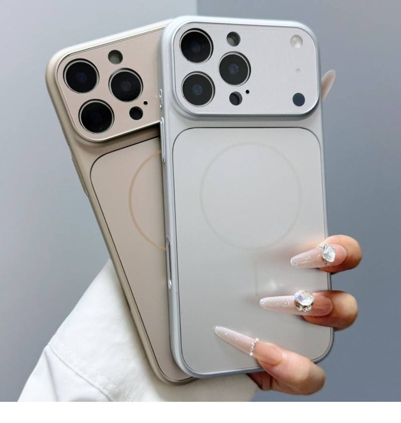 Magnetic Shockproof AG Matte Glass Phone Case with Lens Protection for iPhone 17 16 15 14 13 Pro Max