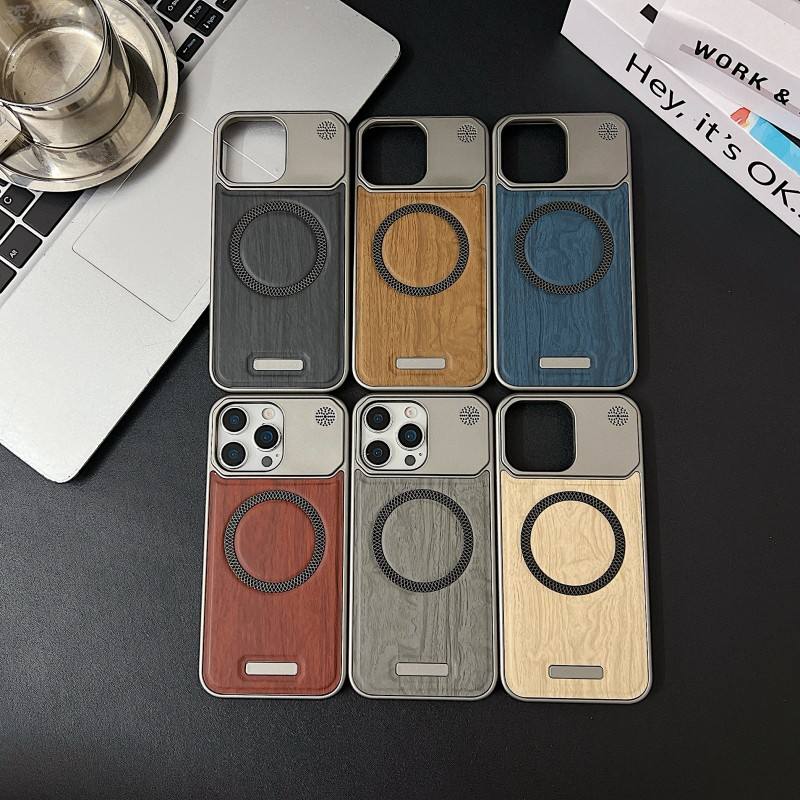 Luxury Aromatherapy Wood Grain Case – Magnetic Suction Borderless Design for iPhone 13/17 Pro Max