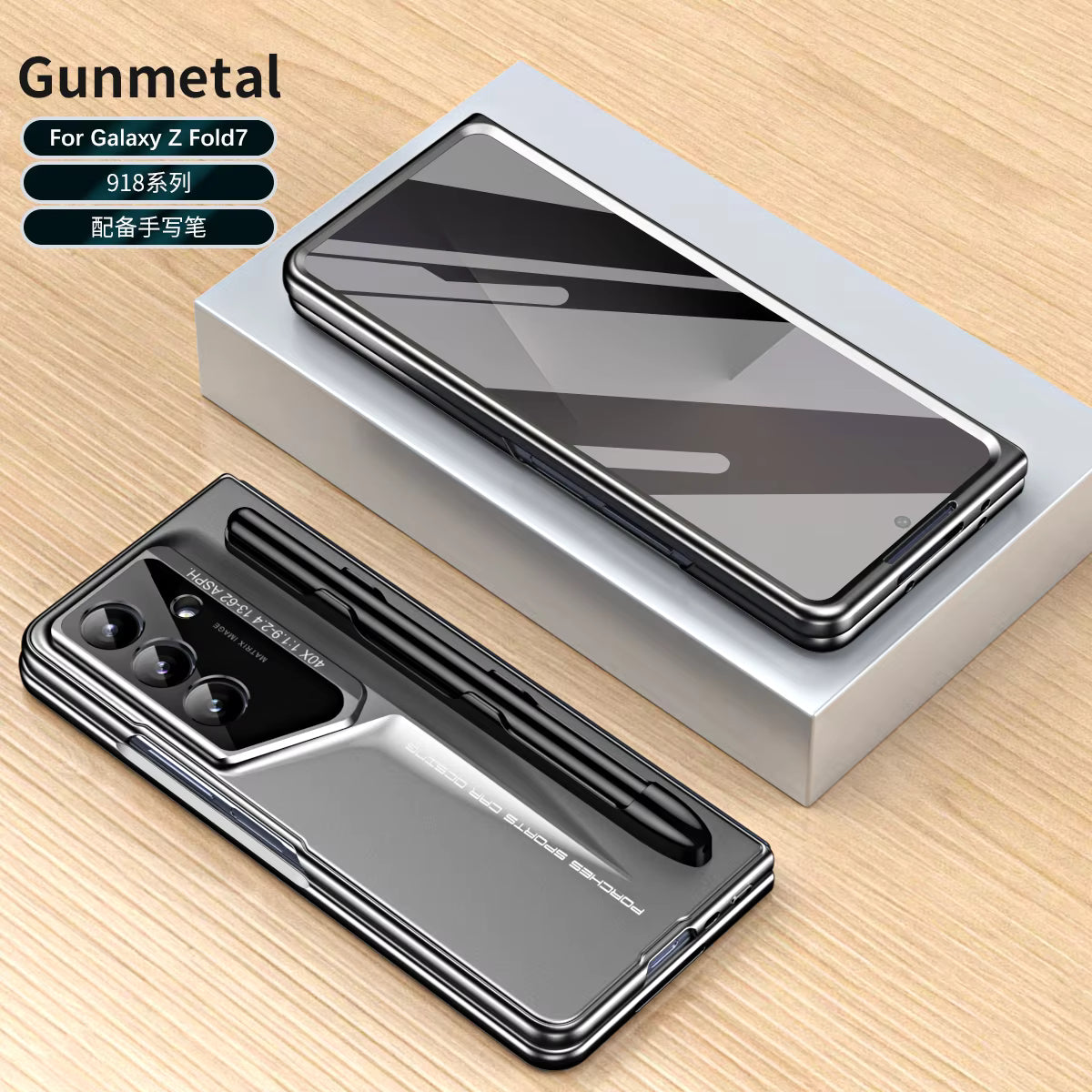 Hinge Pen Slot Armor Case for Samsung Z Fold – 360° Shockproof Cover with Tempered Glass Full Screen Protector