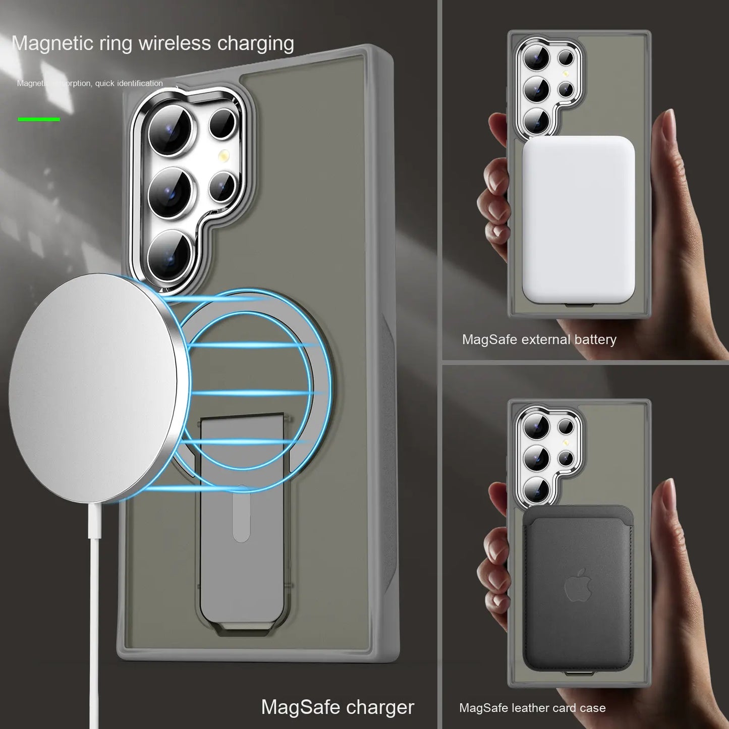 Magnetic Shockproof Matte Skin-Feel Case with Kickstand for Samsung S25 / S24 / S23/s22Ultra